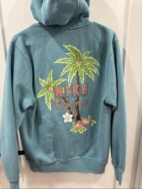 Nike Teal Zip-Up Hoodie with Pink Logo